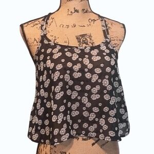 Full Tilt‎ Sheer Daisy Floral Swim Cover Up Tank Top Flowy
